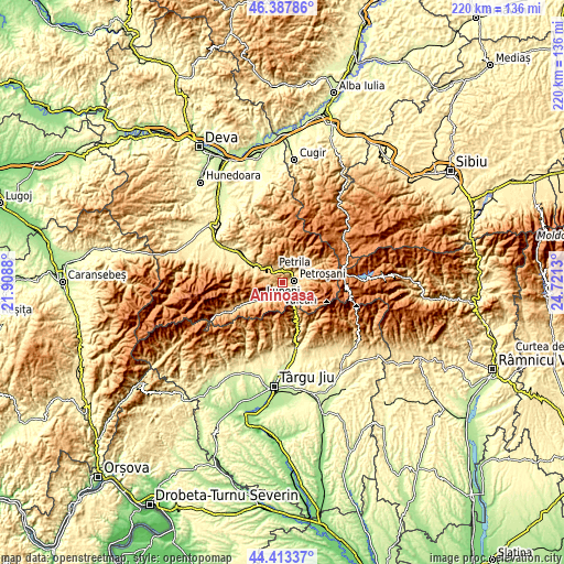 Topographic map of Aninoasa