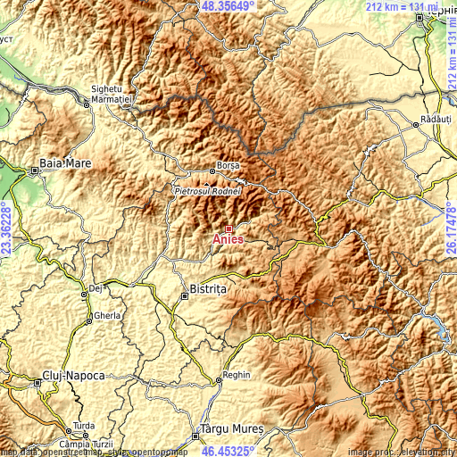 Topographic map of Anieș