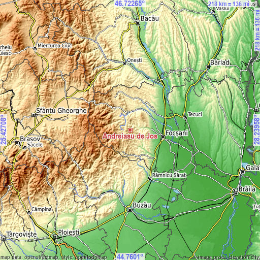 Topographic map of Andreiaşu de Jos