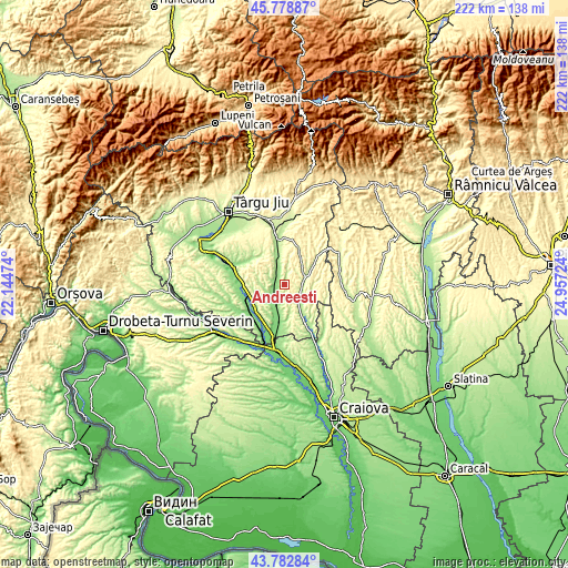 Topographic map of Andreești