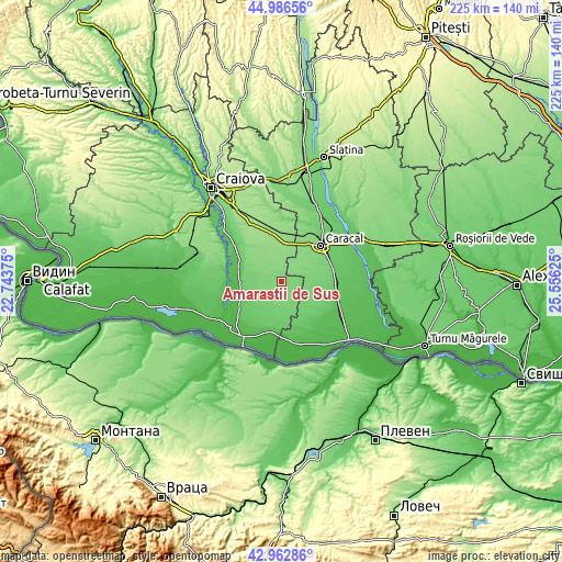 Topographic map of Amărăştii de Sus