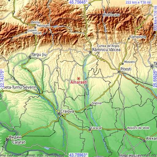 Topographic map of Amărăşti