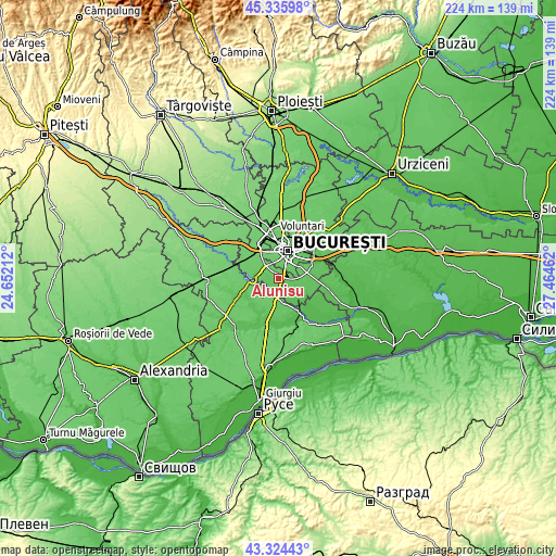 Topographic map of Alunișu