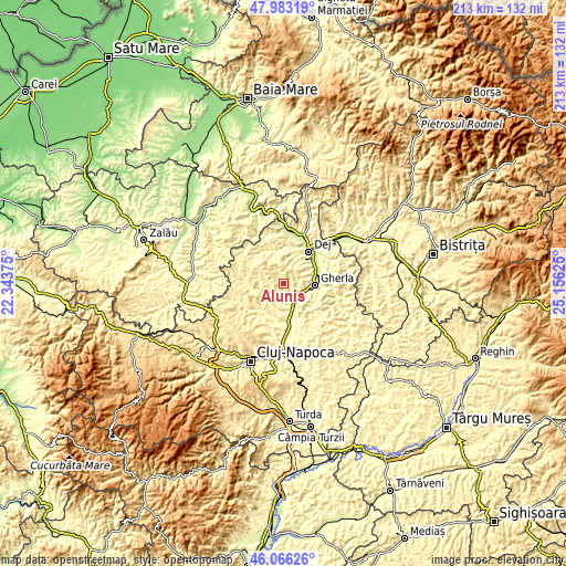 Topographic map of Aluniş