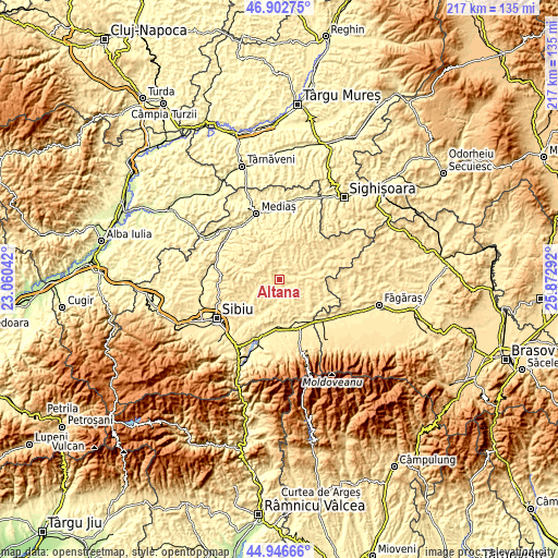 Topographic map of Alțâna