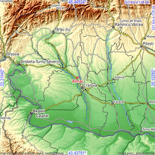 Topographic map of Almăj