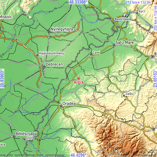 Topographic map of Albiș