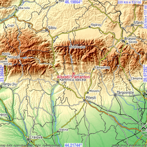 Topographic map of Albeştii Pământeni