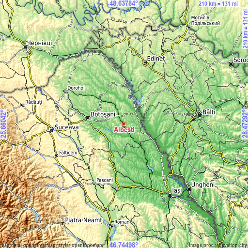 Topographic map of Albeşti