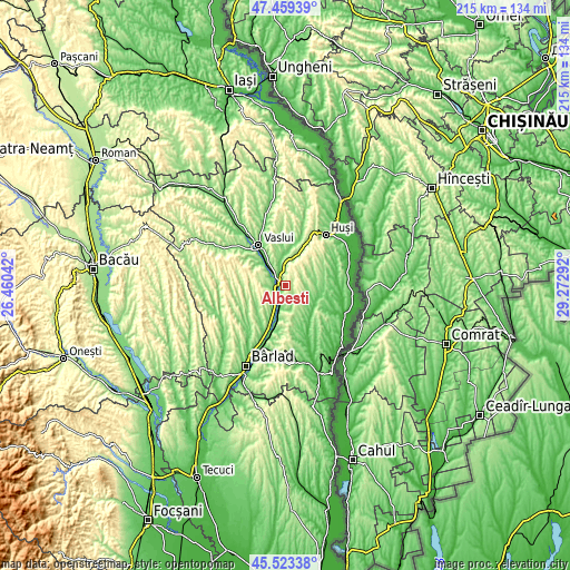 Topographic map of Albeşti