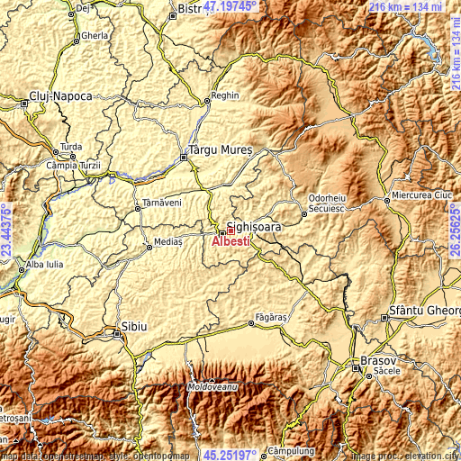 Topographic map of Albeşti