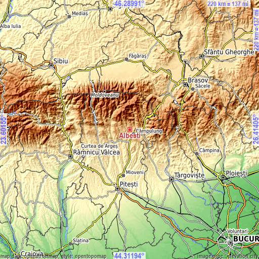 Topographic map of Albeşti