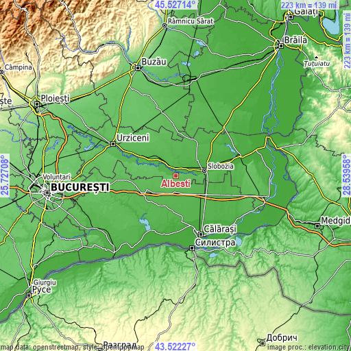 Topographic map of Albeşti