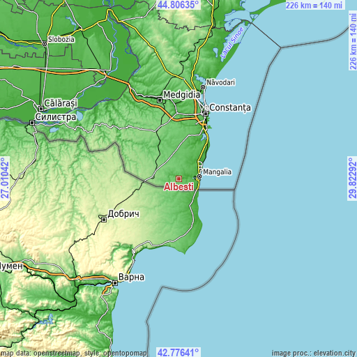 Topographic map of Albeşti