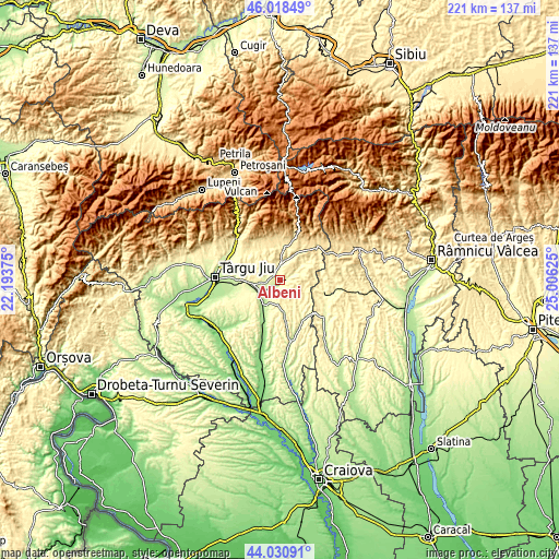 Topographic map of Albeni