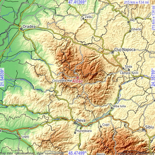 Topographic map of Albac