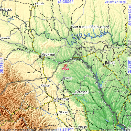 Topographic map of Alba