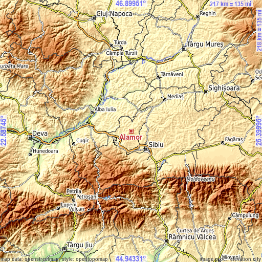 Topographic map of Alămor