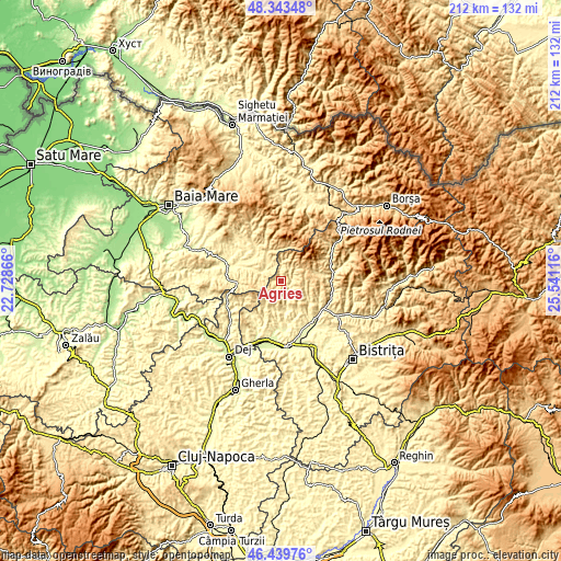 Topographic map of Agrieș