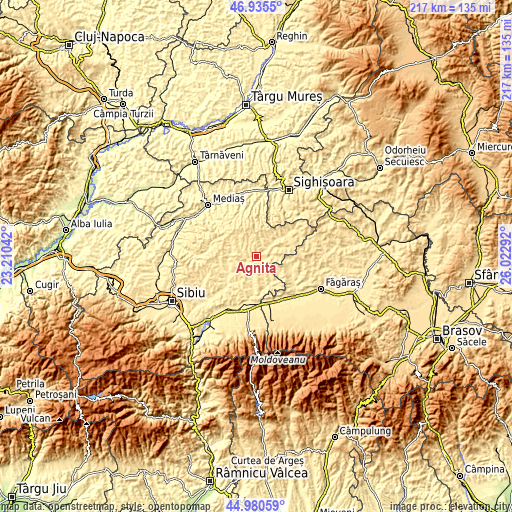 Topographic map of Agnita