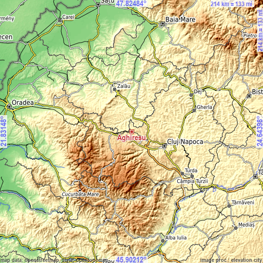 Topographic map of Aghireșu