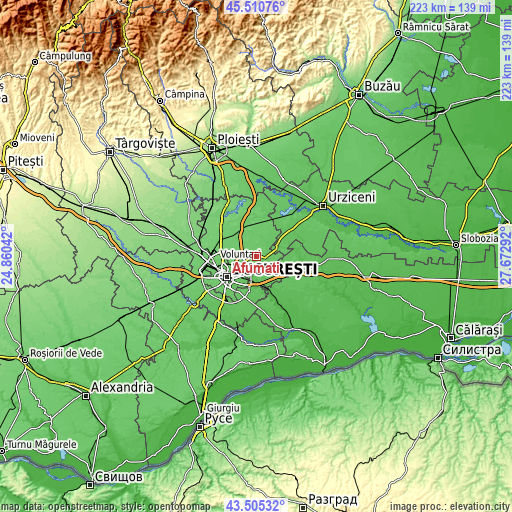 Topographic map of Afumaţi