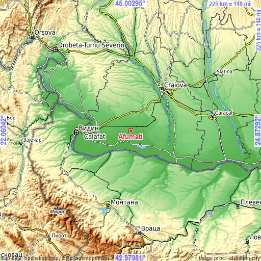 Topographic map of Afumaţi