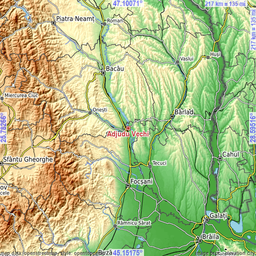 Topographic map of Adjudu Vechi