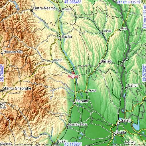 Topographic map of Adjud