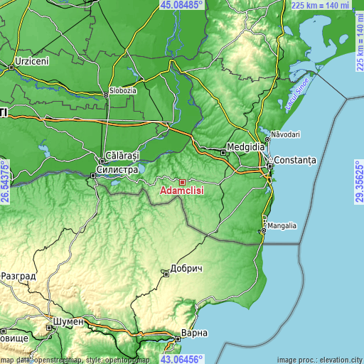 Topographic map of Adamclisi