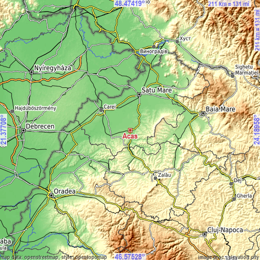 Topographic map of Acâş