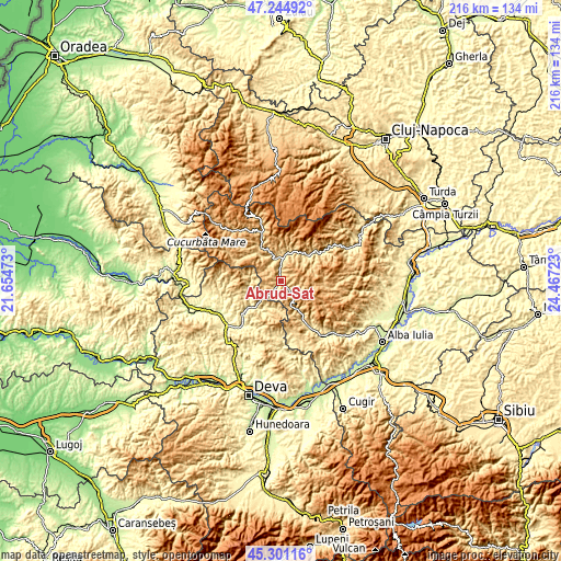 Topographic map of Abrud-Sat