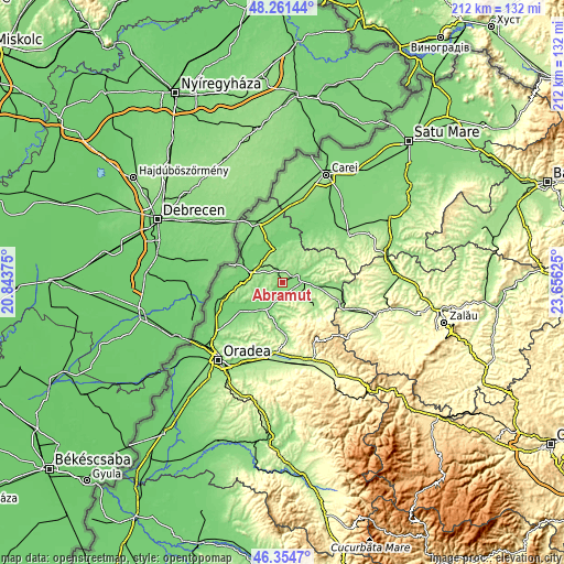 Topographic map of Abrămuţ