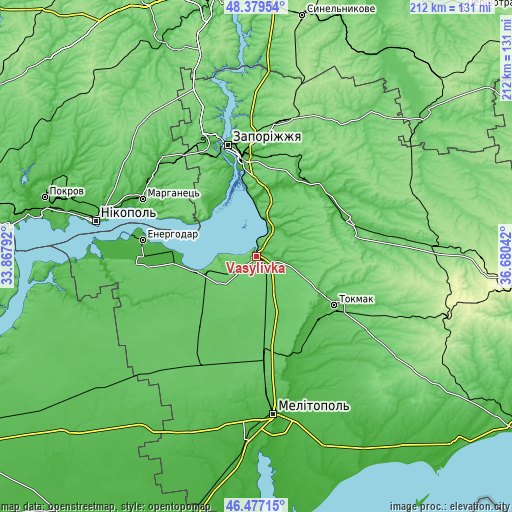 Topographic map of Vasylivka