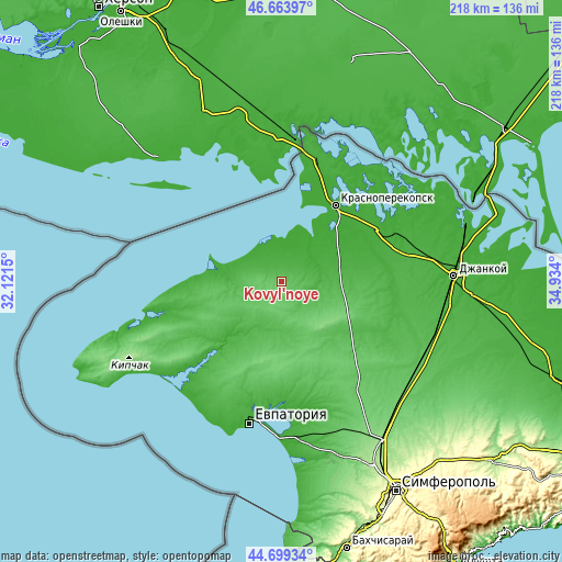 Topographic map of Kovyl’noye