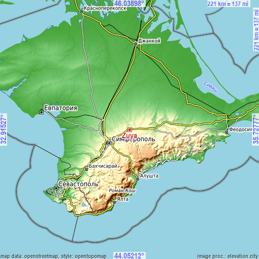 Topographic map of Zuya