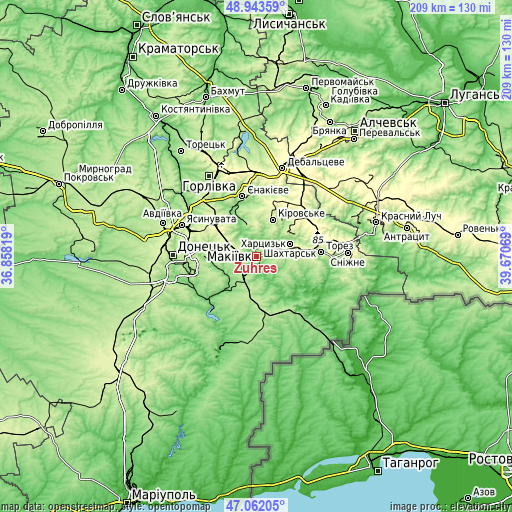 Topographic map of Zuhres