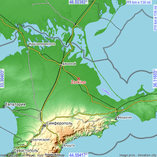 Topographic map of Zorkino