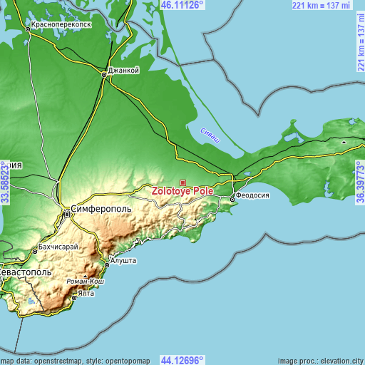 Topographic map of Zolotoye Pole