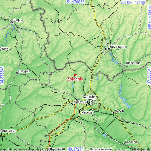 Topographic map of Zolochiv