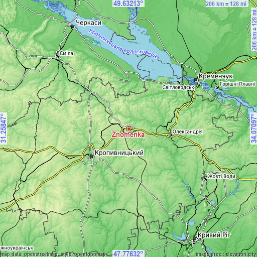 Topographic map of Znomenka