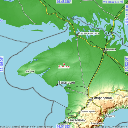 Topographic map of Zimino