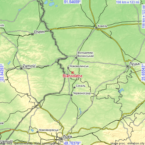 Topographic map of Blahodatne