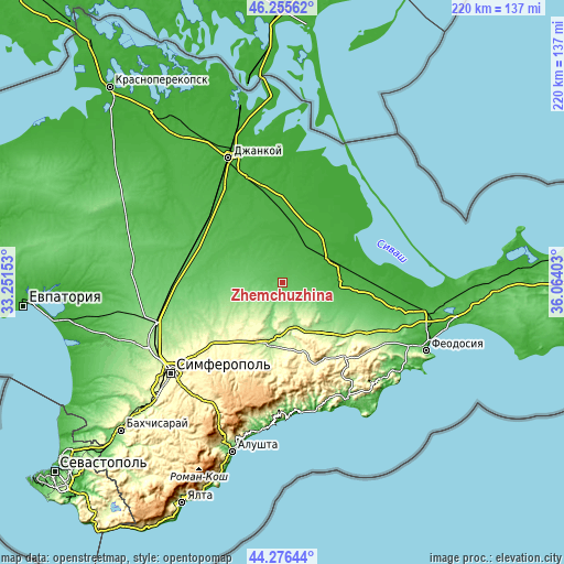 Topographic map of Zhemchuzhina