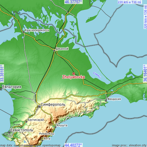 Topographic map of Zhelyabovka