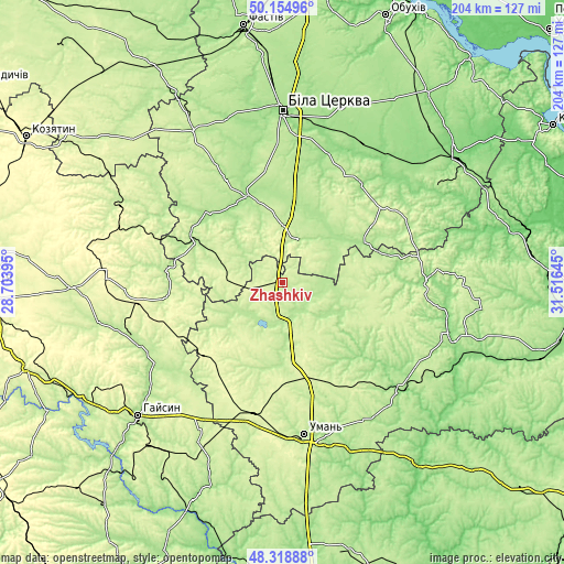 Topographic map of Zhashkiv