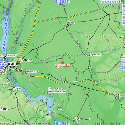 Topographic map of Zgurovka