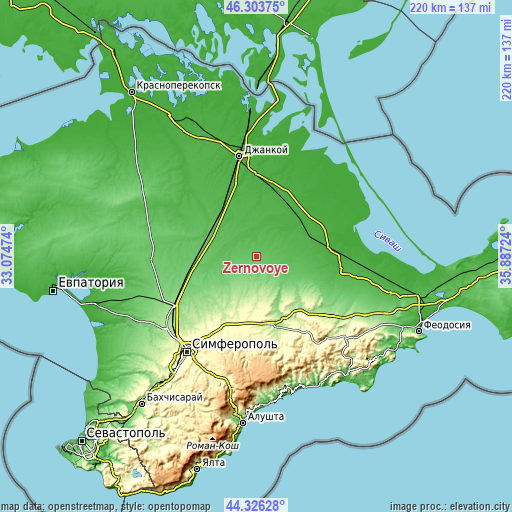 Topographic map of Zernovoye