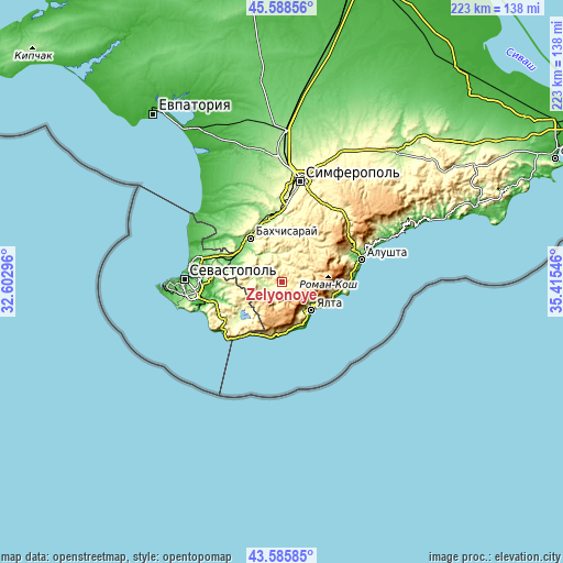 Topographic map of Zelyonoye