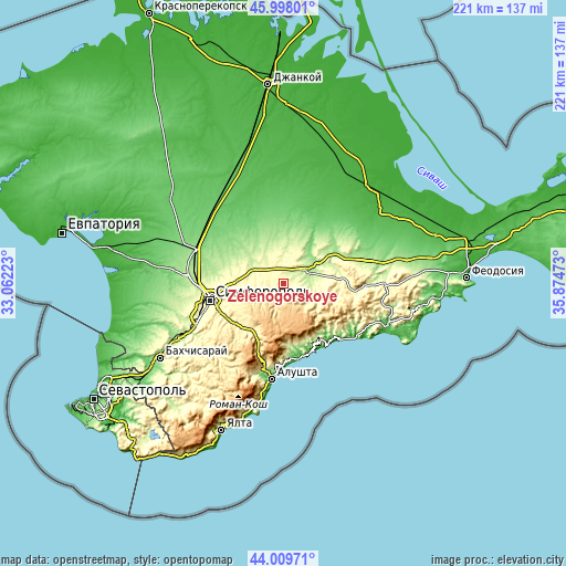 Topographic map of Zelenogorskoye